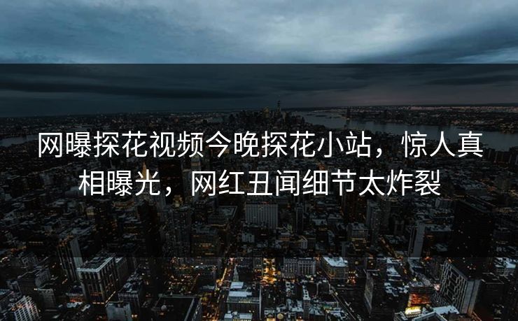 网曝探花视频今晚探花小站，惊人真相曝光，网红丑闻细节太炸裂  第1张