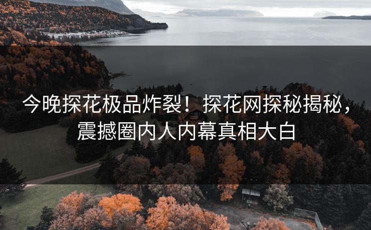 今晚探花极品炸裂！探花网探秘揭秘，震撼圈内人内幕真相大白