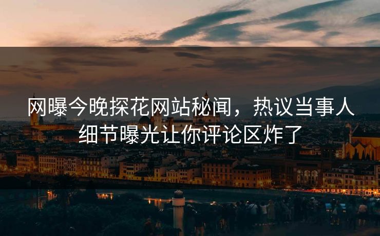 网曝今晚探花网站秘闻，热议当事人细节曝光让你评论区炸了