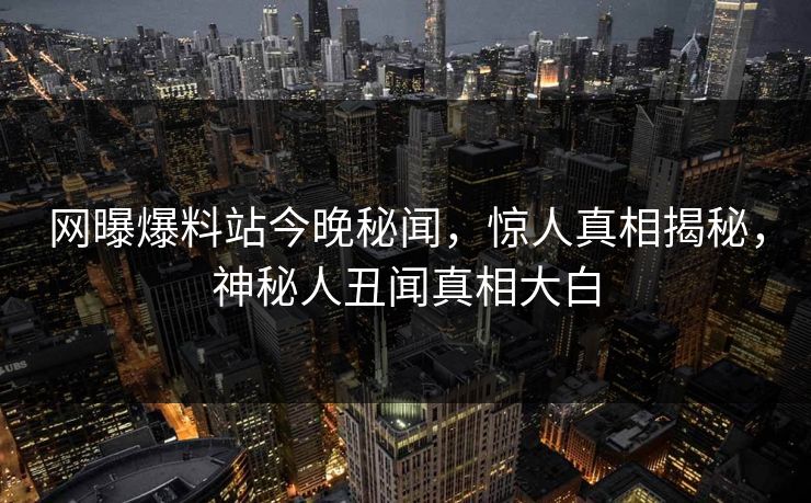 网曝爆料站今晚秘闻，惊人真相揭秘，神秘人丑闻真相大白  第1张