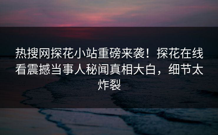 热搜网探花小站重磅来袭！探花在线看震撼当事人秘闻真相大白，细节太炸裂