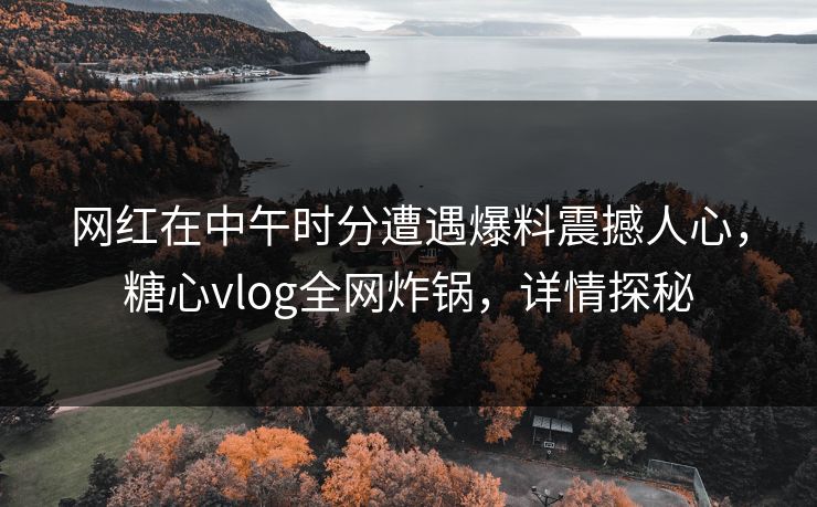 网红在中午时分遭遇爆料震撼人心，糖心vlog全网炸锅，详情探秘