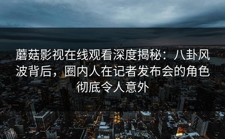 蘑菇影视在线观看深度揭秘：八卦风波背后，圈内人在记者发布会的角色彻底令人意外